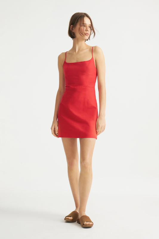 LINEN BLEND MINI DRESS