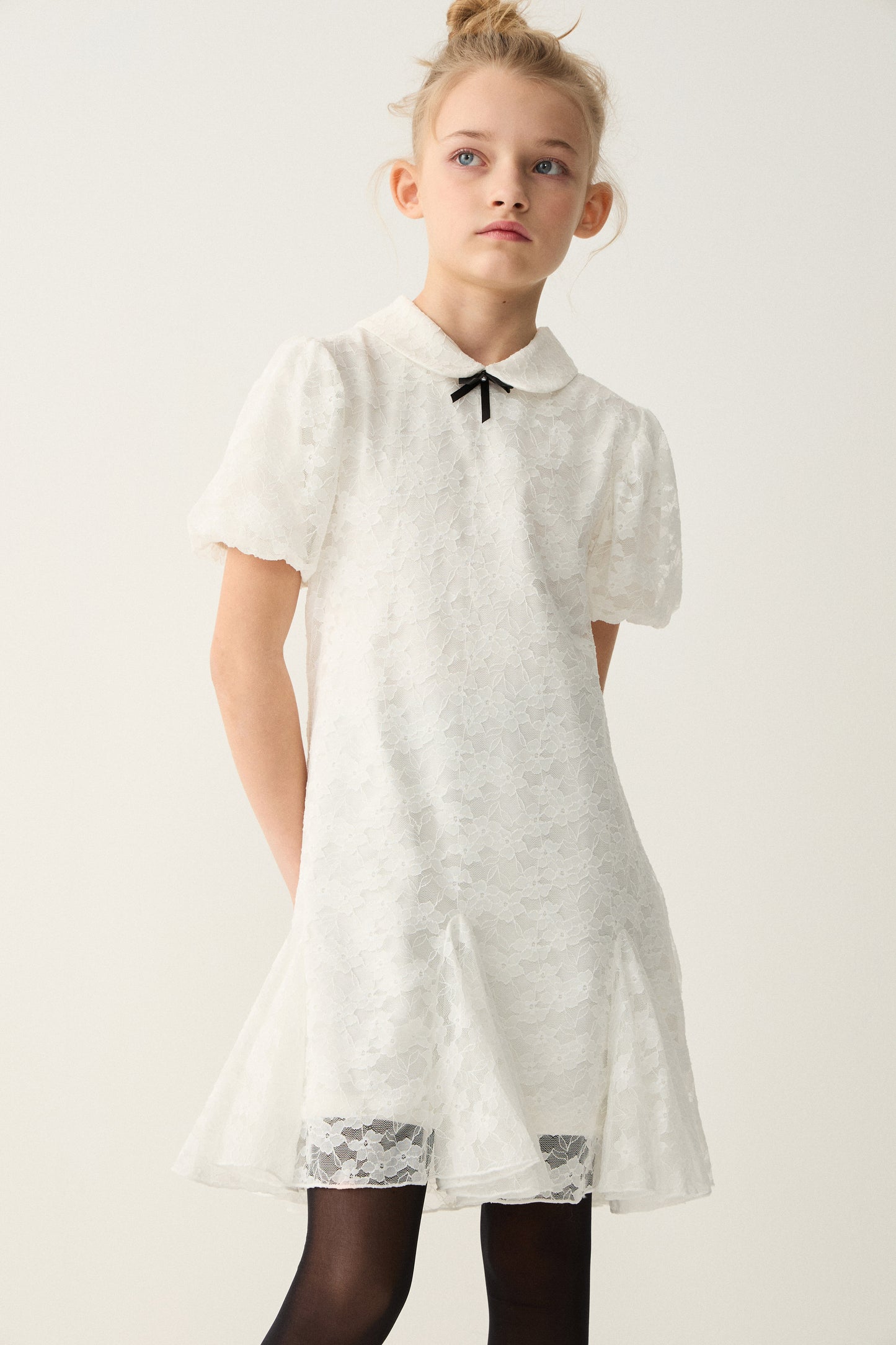 FLARED LACE DRESS - LIMÉ