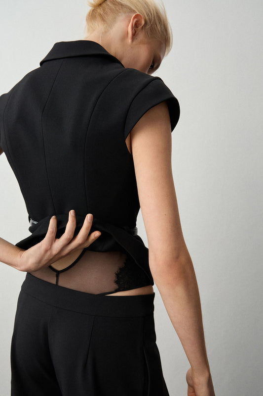 DOUBLE-BREASTED BLAZER WITH BELT